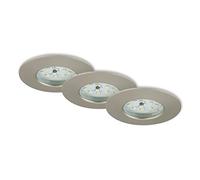 BRILONER Leuchten - Focos LED empotrables, Set de 3 lámparas de techo 5 vatios, 400 lúmenes, 3.000 Kelvin, IP44, Níquel mate, 75x28 mm cada unidad
