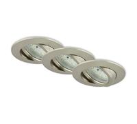 BRILONER Leuchten - Focos LED empotrables, Set de 3 lámparas de techo regulables, Módulo LED pivotante, 5,5 vatios, 470 lúmenes, 3.000 Kelvin, IP23, Níquel mate, 82x28 mm cada unidad