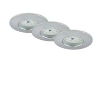 Briloner Leuchten - Juego de 3 lámparas LED empotrables, de techo, intensidad regulable, cada una de 6,5 W, 570 lúmenes, 3000 Kelvin, IP44, color aluminio, 75 x 28 mm (diámetro x altura), 7295-039