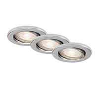 Briloner Leuchten - Juego de 3 lámparas LED empotrables, módulo LED orientable, cada uno de 5 W, 460 lúmenes, 3000 Kelvin, IP23, color de aluminio, 86 x 70 mm (diámetro x altura).