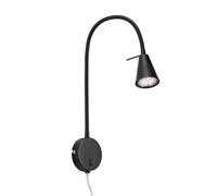 BRILONER Leuchten - Lámpara de Cama LED, Lámpara de Cama con Brazo Flexible, Interruptor de encendido y Apagado, 4 Vatios, 400 Lúmenes, 3000 Kelvin, Metal, Negro