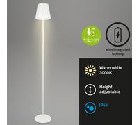 Briloner Leuchten: Lámpara de pie LED con batería, 2 en 1, con atenuación gradual, control táctil, lámpara de pie LED para exteriores, lámpara de pie LED inalámbrica, color blanco