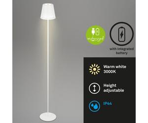 Briloner Leuchten: Lámpara de pie LED con batería, 2 en 1, con atenuación gradual, control táctil, lámpara de pie LED para exteriores, lámpara de pie LED inalámbrica, color blanco
