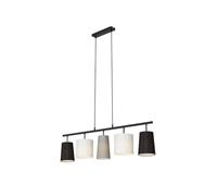 BRILONER Leuchten - Lámpara de Techo (5 Focos, 5 Bombillas E14, Pantalla de Tela), Color Negro, Blanco y Gris