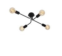 Briloner Leuchten - Lámpara de techo de 4 luces, retro, vintage, 4x E27 - máx. 60 vatios, metal, negro, 660x445x185 mm (Largo x ancho x alto)