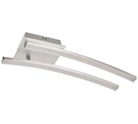 Briloner Leuchten - Lámpara de techo LED, lámpara de techo curva, 2 lámparas, 2 x 6 W, luz blanca cálida, 55,4 cm, color aluminio