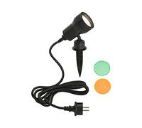 BRILONER Leuchten - Lámpara Exterior para Caminos, LED GU10, 3 W, 250 Lm, Incluye Filtro de Color Naranja, Verde, Estaca y Soporte de Pared, Cabezal Giratorio y Giratorio, Incluye Cable de Enchufe