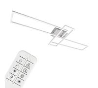 Briloner Leuchten LED, lámpara de Techo Regulable, Incluye Remoto, Control de Color de Temperatura, función de luz Nocturna y Temporizador, Cromo-Aluminio, 1100x350x100mm