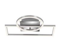 BRILONER Leuchten - Luz de techo LED, lámpara de techo regulable, in unción de memoria, 1 módulo LED giratorio, 19,6 vatios, 1.500 lúmenes, 3.000 kelvin, cromo-aluminio, 380x310x75mm