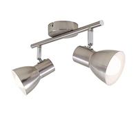 Briloner Leuchten - Plafón, foco de techo, foco giratorio, 2x E14, máx. 25 vatios, retro, níquel mate, 275x80x150 mm (Largo x Ancho x Alto)