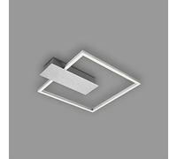 BRILONER Leuchten - Plafón LED regulable en 3 niveles, función de memoria, color de luz blanco cálido, Plafón LED angular, color aluminio, 375x320 mm, 3544-018