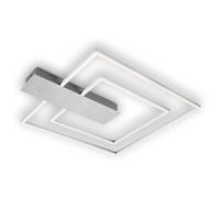 Briloner Leuchten - Plafón LED regulable en 3 niveles, función de memoria, color de luz blanco cálido, Plafón LED angular, color aluminio, 570x480 mm, 3545-018