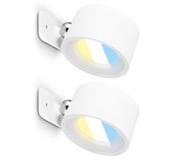 Briloner Lote de 2 apliques pared LED batería, desmontable magnético, CCT regulable, lámpara cabecera dormitorio, luz lectura cama, recarga USB-C, diseño moderno, 9 x 7,5 x 4 cm, Blanco