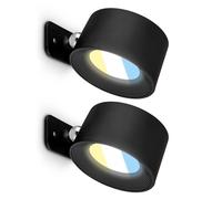 Briloner Lote de 2 apliques pared LED batería, desmontable magnético, CCT regulable, lámpara cabecera dormitorio, luz lectura cama, recarga USB-C, diseño moderno, 9 x 7,5 x 4 cm, Negro