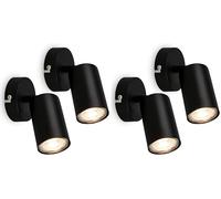 Briloner Lote de 2 apliques pared LED orientables GU10, lámpara dormitorio, luz salón, iluminación pasillo cocina, diseño moderno interior, montaje sencillo, 8 x 15,5 cm, Negro (Paquete de 2)