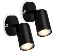 Briloner Lote de 2 apliques pared LED orientables GU10, lámpara dormitorio, luz salón, iluminación pasillo cocina, diseño moderno interior, montaje sencillo, 8 x 15,5 cm, Negro