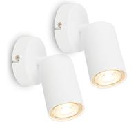 Briloner Lote de 2 apliques pared LED orientables GU10, lámpara dormitorio, luz salón, iluminación pasillo cocina, diseño moderno interior, montaje sencillo, 8 x 15,5 cm, Blanco