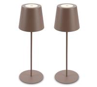 Briloner Lote de 2 lámparas mesa LED inalámbricas, altura regulable, regulable táctil, batería reemplazable, recarga USB-C, lámpara decorativa noche, Ø12 x 36 cm, Arena