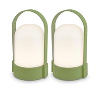 Briloner Lote de 2 lámparas mesa LED inalámbricas IP44, regulable táctil, batería reemplazable, recarga USB-C, lámpara noche, luz camping, diseño portátil, 9 x 8 x 15,5 cm, Verde lima
