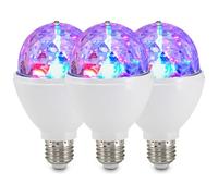 Briloner Lote de 3 bombillas LED RGB E27, rotación automática, cambio color, luz decorativa fiesta discoteca, iluminación ambiente interior, 7,3 x 12,9 cm, Blanco
