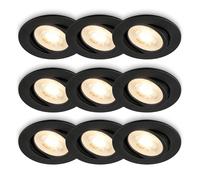 Briloner Lote de 3x3 focos empotrables LED GU10, orientables, luz cálida, lámpara techo salón, iluminación dormitorio, foco pasillo cocina, diseño moderno, Ø8 x 2,2 cm, corte Ø6,8 cm, Negro