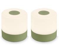 Briloner - Mini Lámpara de Mesa LED Inalámbrica, Lampara de Mesa Recargable, Lampara para Mesita, USB-C, Luz Blanca Cálida, 7x7 cm, Lampara LED Recargable, Lamparas Tactiles sin Cable, Color Verde