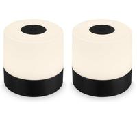 Briloner - Mini Lámpara de Mesa LED Inalámbrica, Lampara de Mesa Recargable, Lampara para Mesita, USB-C, Luz Blanca Cálida, 7x7 cm, Lampara LED Recargable, Lamparas Tactiles sin Cable, Color Negro