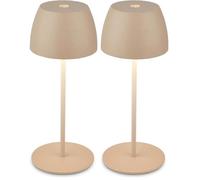 Briloner - Mini lámpara LED de sobremesa inalámbrica IP44 táctil, infinitamente regulable, batería recargable y fuente de luz intercambiable, lámpara de sobremesa recargable, 8x20 cm (DxH), beige