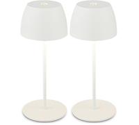 Briloner - Mini lámpara LED de sobremesa inalámbrica IP44 táctil, regulable sin escalonamiento, lámpara de mesilla de noche, lámpara decorativa, lámpara LED, 8x20 cm (DxH), blanco (Paquete de 2)