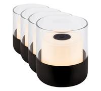 Briloner - Mini LED Lámpara de Mesa, Inalámbrica con Cristal, Luz Blanca Cálida, Táctil, Lampara de Mesa Recargable, Lampara para Mesita, USB-C, Lamparas Tactiles sin Cable, 9x10 cm, negro