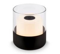 BRILONER - Mini LED Lámpara de Mesa, Inalámbrica con Cristal, Luz Blanca Cálida, Táctil, Lampara de Mesa Recargable, Lampara para Mesita, USB-C, Lamparas Tactiles sin Cable, 9x10 cm, negro