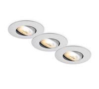 Briloner - Pack 3 Focos Empotrables LED, CCT, IP23, 90mm, Cromo Mate | Blanco Cálido a Neutro, Foco, Focos Techo, Luces Empotradas, Foco LED, Foco Techo, 68mm Corte, 2700K-4000K