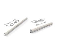 Briloner Pack de 2 Luces LED Bajo Mueble Cocina - 31,3 x 2,2 x 3 cm (4W) + 57,3 x 2,2 x 3 cm (8W) - Blanco, 4000K, 400lm + 800lm, con Cable - Iluminación Armario, Encimera, Interior