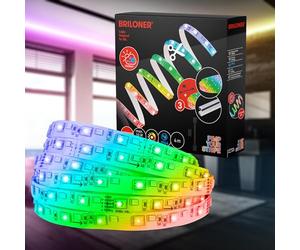 BRILONER - Pimp your Stripe Extension set tira LED 4m, protección contra salpicaduras IP44, regulable, programas de color, RGB colorido, blanco cálido, acortable, exterior, tira LED, tira de luz LED