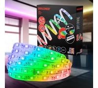 BRILONER - Pimp your Stripe Starter Set Tira LED de 2m, protección contra salpicaduras IP44, control por voz mediante aplicación, cable de 3m, RGBW colorido, acortable, exterior, tira de luz LED