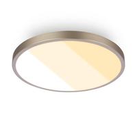 Briloner - Plafón LED, 18W 2000lm, 2700K 3000K 4000K, IP44 protección contra salpicaduras, lámpara techo luminosa, lámpara baño, lámpara cocina, 24 x 6 cm, Níquel mate