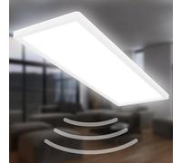 BRILONER - Plafón LED con Detector De Movimiento Alcance 3m IP44, Color de Luz Blanco Neutro, Plana, Detección 120 Grados, Panel LED, LED Techo Rectangular, Plafon, Luz Led, 58x20x3 cm., Blanco