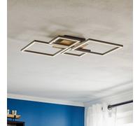 Briloner Plafón LED Frame, Step dim, 4 luces madera
