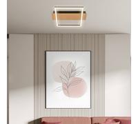 Briloner Plafón LED Kada, 34x26 cm, madera, metal, negro