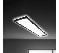BRILONER - Plafón LED rectangular, panel LED ultra plano, efecto retroiluminación, luz blanca neutra 4000K, 36W, 4800 lúmenes, alta nergética, 98x20 cm, color negro
