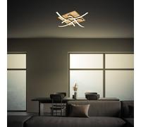 Briloner Plafón LED Vinka, 4 luces, 47x47 cm, color madera