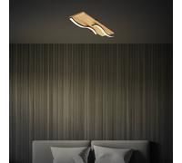 Briloner Plafón LED Vinka, 55x14 cm, 2 luces, color madera