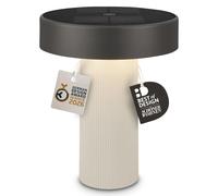 BRILONER - Poga lampara de mesa sin cable LED con panel solar, luz cálida, regulable por toque, IP44, lampara mesa LED recargable, German Design Award 2026, 16x20 cm, blanco antiguo antracita