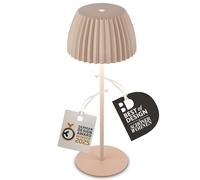 BRILONER - Riffle lampara de mesa sin cable LED inalámbrica IP44 con borde luminoso, regulador táctil, lampara mesita noche sin cable, ganadora del German Design Award 2025, 14,5x36,5 cm, beige