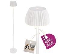Briloner Lámpara de pie Riffle LED sin cable recargable IP44 regulable táctil blanca