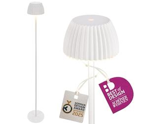 BRILONER - Riffle Lampara de pie LED sin cable IP44 con función táctil, regulable, con memoria, recargable con pilas recargables, lampara pie, German Design Award Winner 2025, 19x124 cm, blanco