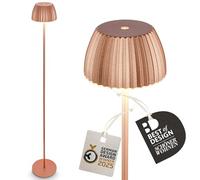 BRILONER - Riffle Lampara de pie LED sin cable IP44 táctil, regulable, función de memoria, lampara de pie salon recargable, lampara pie, German Design Award Winner, 19x124 cm, color cobre