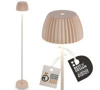 BRILONER - Riffle Lampara de pie LED sin cable IP44 táctil, regulable, función memoria, batería recargable, lampara de pie salon recargable, German Design Award Winner 2025, 19x124 cm, Beige