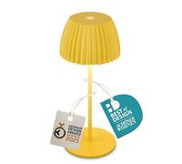 BRILONER - Riffle Mini lampara de mesa sin cable LED inalámbrica IP44 con borde luminoso, regulador táctil, lampara mesita noche sin cable, ganadora del German Design Award 2025, 8,5x20 cm, amarillo