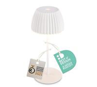 BRILONER - Riffle Mini lampara de mesa sin cable LED inalámbrica IP44 con borde luminoso, regulador táctil, lampara mesita noche sin cable, ganadora del German Design Award 2025, 8,5x20 cm, blanco